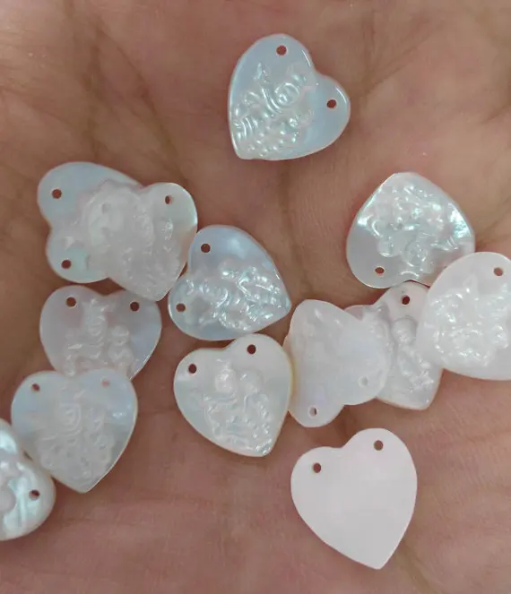 

Double Drilled 24pcs 8x11mm Genuine MOP Shell ,heart Love Ablong Rectangle carved Virgin Jesus White Jewelry Beads