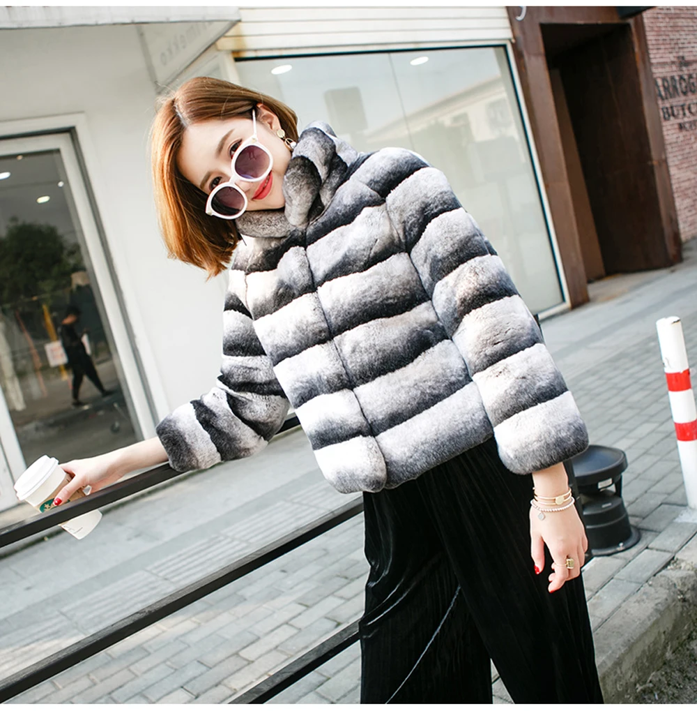 Горячая Распродажа Женская Шуба из натурального меха кролика рекс Высокое качество натуральный мех кролика Рекс шиншилла цветная зимняя куртка