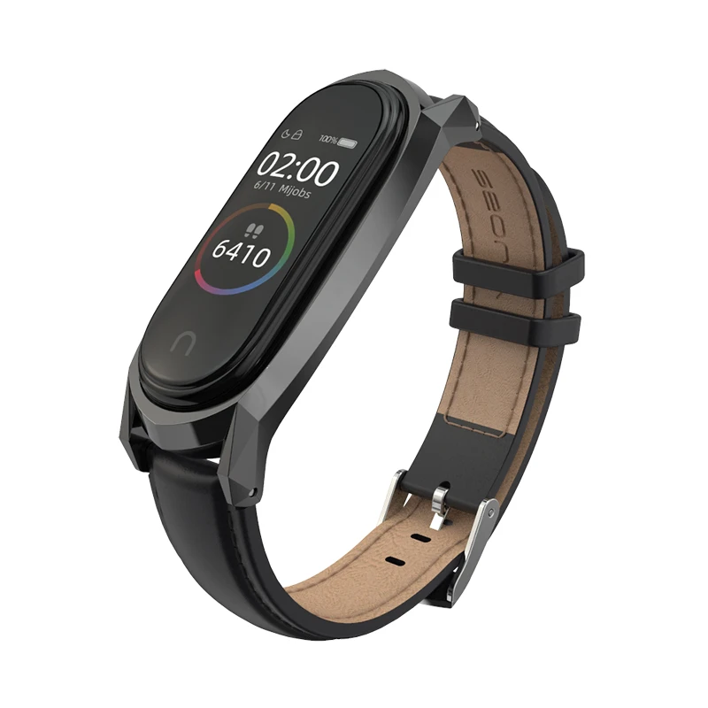Mi jobs mi band 4 ремешок, браслет из натуральной кожи для Xiaomi mi, ремешок 3, ремешок на запястье, умный браслет, браслет, замена Карлос Корреа аксессуары - Цвет: Black 1