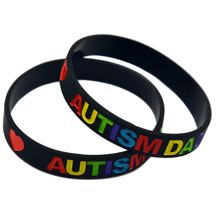 OBH 50PCS Love Autism DAD and MOM Silicone Bracelet White Black | Украшения и аксессуары