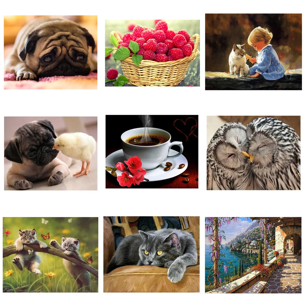 Алмазная картина с милым животным пейзажем вышивка из горного хрусталя холщовая