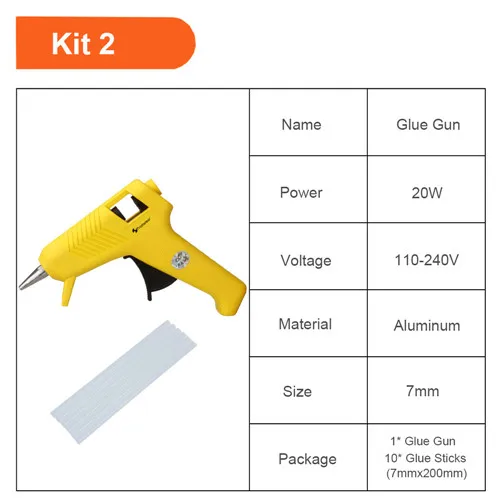 Kit 2 PROSTORMER горячего расплава клея пушка 110-240V Профессиональный Высокая температура ремонт тепловой пистолет пневматические инструменты сделай-сам 20/100/150/300 Вт клеевой пистолет - Цвет: Kit 2