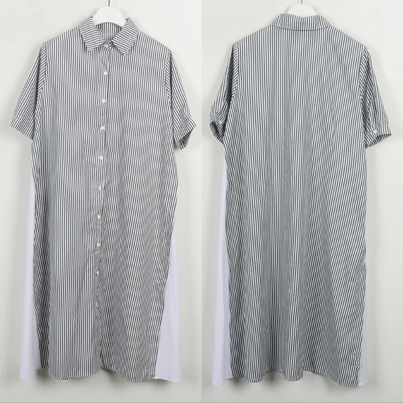 LANMREM 2020 Summer New Fashion Casual Women Loose Plus Short-sleeved Striped Color Matching Temperament Dress TC135 | Женская одежда