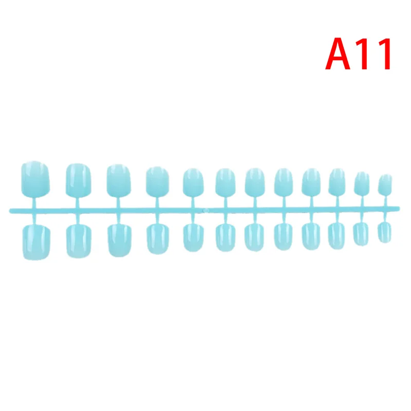 11 31 цвет, 24 шт., короткие накладные ногти, искусственные ногти ABS, накладные ногти, прессованные короткие круглые украшения для ногтей - Цвет: 11