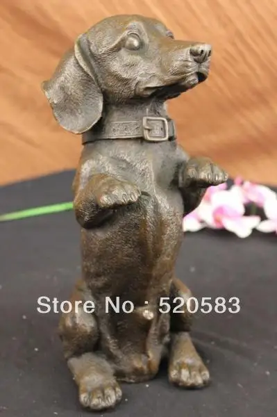 Бесплатная Такса Doxie миниатюрная Собака Заводчик бронзовая Горячая литая Статуя