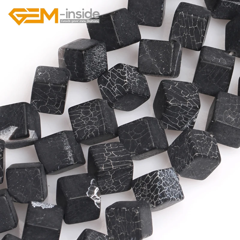 

GEM-inside 10mm Cube Shape Natural Black Agates Stone Loose Beads for Jewelry Making DIY Strand 15" Wholesale Free Shipping