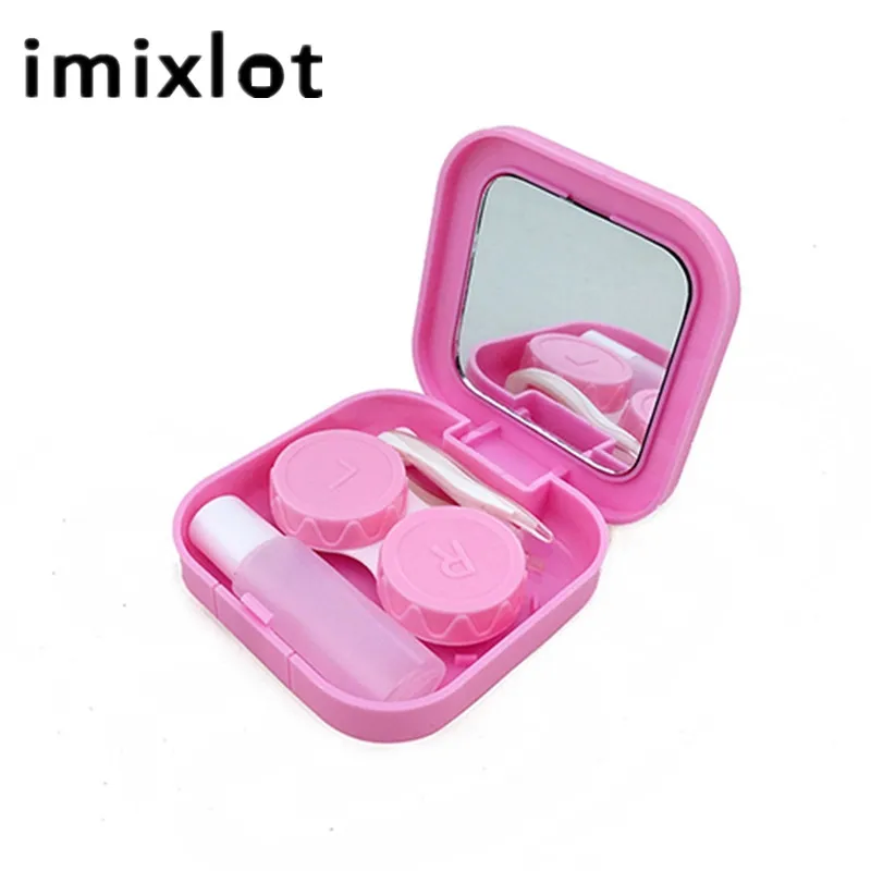 IMIXLOT Прочный портативный чехол для контактных линз для женщин и мужчин контейнер дорожный набор держатель зеркальная коробка 4 цвета на выбор