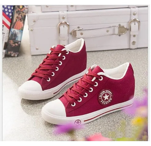 Женские холщовые туфли на танкетке дышащие шнуровке спортивная обувь Размеры 35 ~