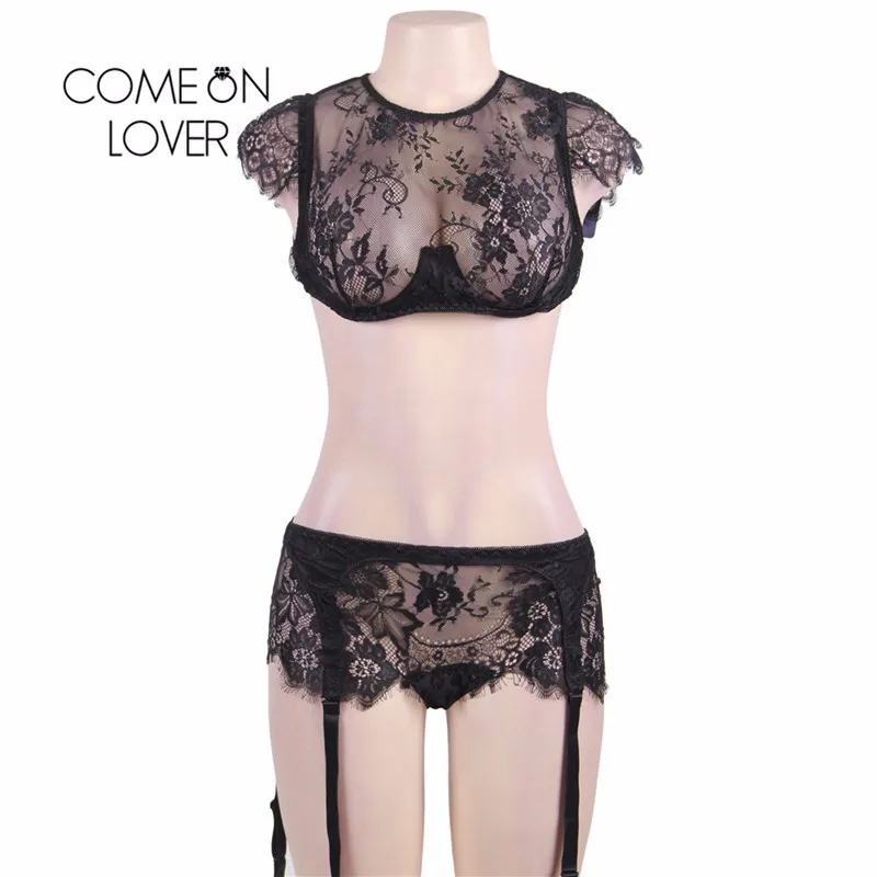 RL80312 Comeonlover черный женский кружевной бюстгальтер сексуальный комплект с