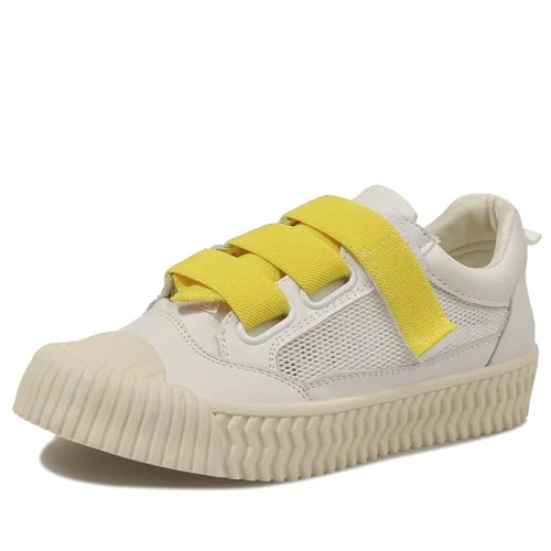 Yellow Tendy/Винтажные кроссовки; женская обувь; белые кроссовки на платформе с закрытым носком; парусиновая обувь из сетчатого материала; Tenis chaussures femme; Прямая поставка - Цвет: Yellow