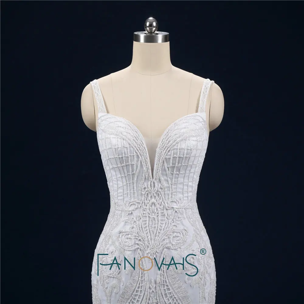 Роскошные Жемчужины Свадебные Платья Кружева Гелинлик Длинный Поезд Vestido dе Novia