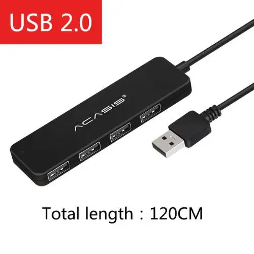 usb2.0 120cm Acasis USB 2,0 концентратор usb-концентратор с несколькими портами 2,0 4 порта для ПК Компьютерные аксессуары usb-разветвитель с адаптером питания USB порты#30 - Цвет: usb2.0 120cm