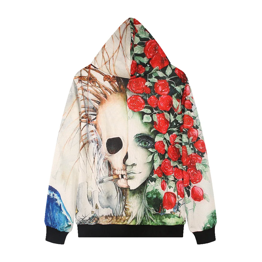 Женские толстовки с 3D-принтом в стиле Харадзюку Модный свитшот длинным рукавом и