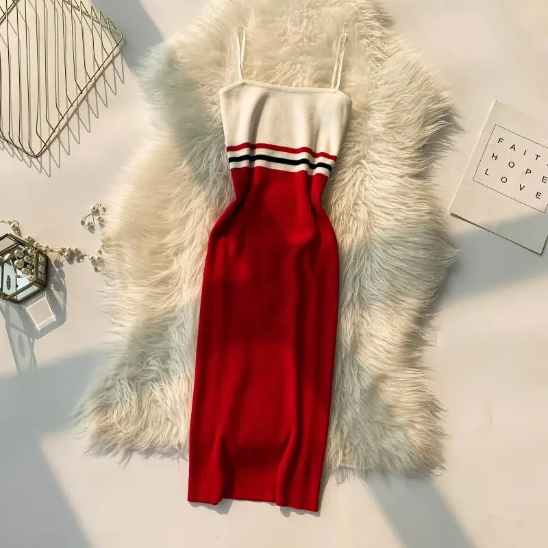 Женское Спортивное трикотажное платье ALPHALMODA облегающий Повседневный Сарафан в