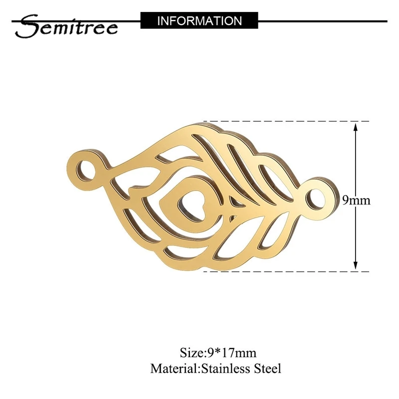 Semitree 5 шт./лот разъемы браслета из нержавеющей стали с листьями ожерелья подвески
