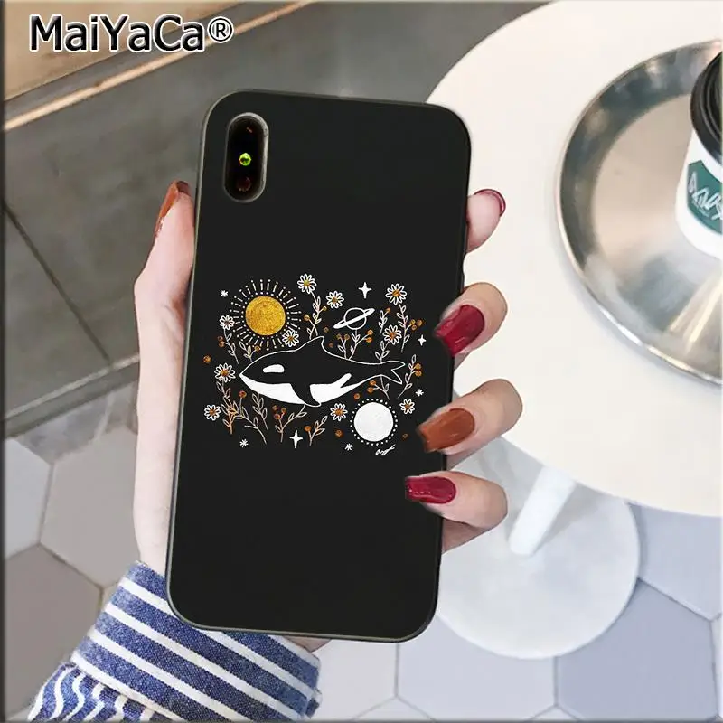 MaiYaCa Арт цветы от солнца кошка змея Луна фотографии черный чехол для телефона для Apple iPhone 11 pro max 8 7 6 6S Plus X XS MAX 5 5S SE XR