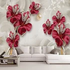 Пользовательская настенная ткань рельефные цветы ювелирные изделия фото настенные фрески обои для 3D гостиной ТВ фон домашний декор настенные бумаги 3D
