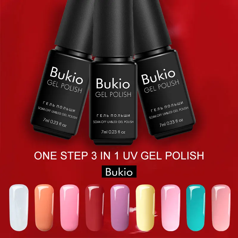 Полуперманентный Гель лак для ногтей Bukio гель 3 в 1 за один шаг новинка праймер