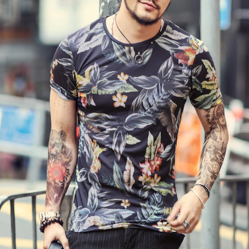 Модная мужская футболка с принтом Весна и лето 2018 Новые повседневные топы