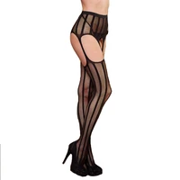 womens sexy belt mesh tights thigh high silk stockings hollow out solid fishnet fancy night club pantyhose