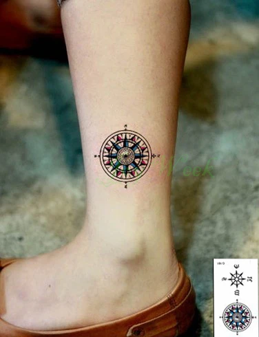 

Waterproof Temporary Tattoo Sticker compass tatto on ankle foot stickers flash tatoo fake tattoos for girl women men