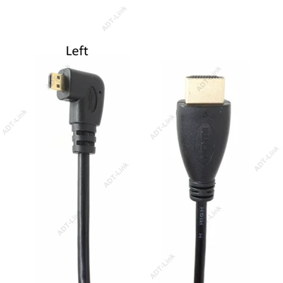 Микро HDMI кабель вверх и вниз и влево и вправо под углом 90 градусов микро HDMI к HDMI кабель 50 см для цифровых камер и телефонов планшетов - Цвет: Left