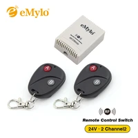 emylo dc 24v smart wireless remote control light switch black round transmitter 2 channels relay 433mhz relay remote controller