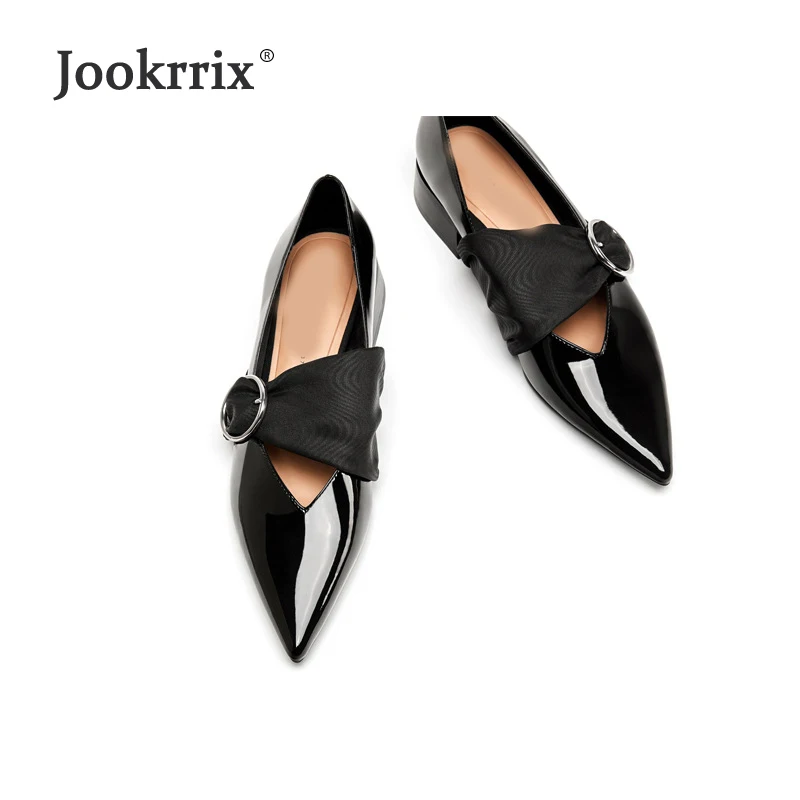 Женская обувь на плоской подошве Jookrrix повседневная из лакированной кожи с острым