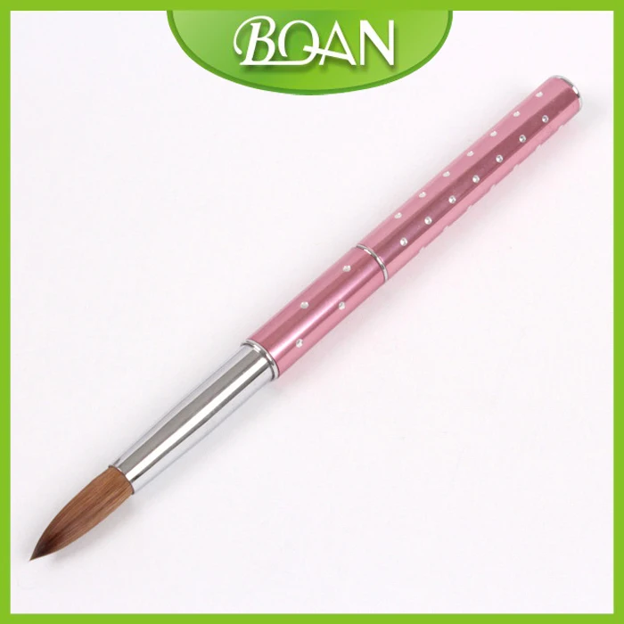 

New Arrival 10 Pcs 14# Nail Brush Nail Acrylic Brush Metal Nail Art Brush with Diamond Kolinsky Finger Brush