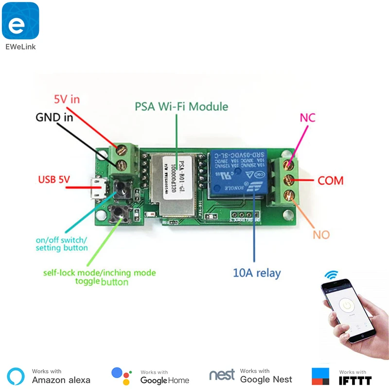 Ewelink безопасное напряжение WiFi беспроводной переключатель модуль синхронизации