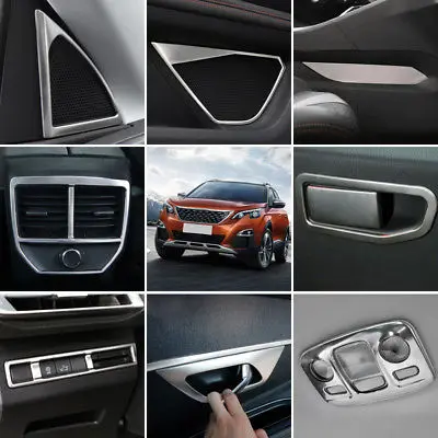 

Silver Steel Interior Decoration Cover Trim 28PCS For Peugeot 3008 GT 2017-2018