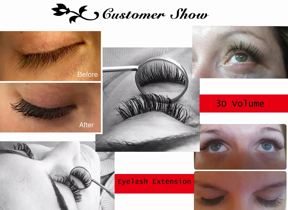 Thinkshow 3D Russia Volume Korea Silk Individual Lash Eyelash Extension Handmade Natural Long Individual Mink Lashes False Lash