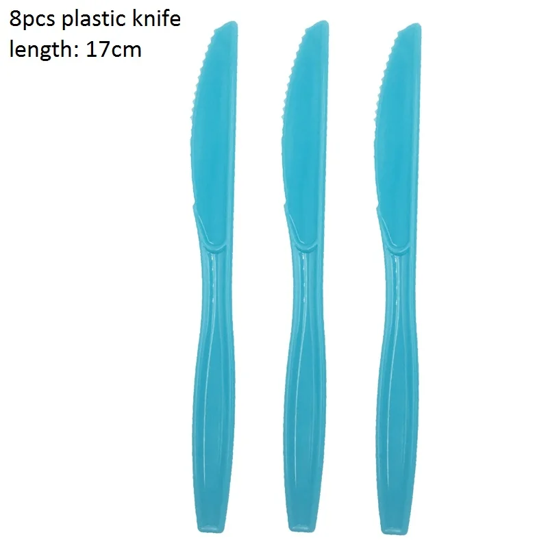 blue knife Это мальчик девочка детская душевая Посуда декоративная бумага для вечеринок баннер соломинки салфетки пластиковая скатерть и набор столовых приборов - Цвет: blue knife