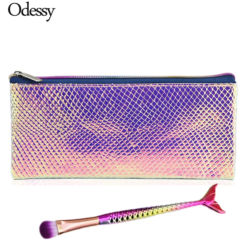 Новинка блестящая кисточка для макияжа органайзер сумка Русалочки набор кистей