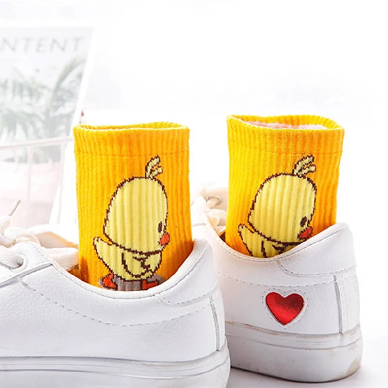 2020 г. Унисекс милые желтые носки с изображением персонажей мультфильмов