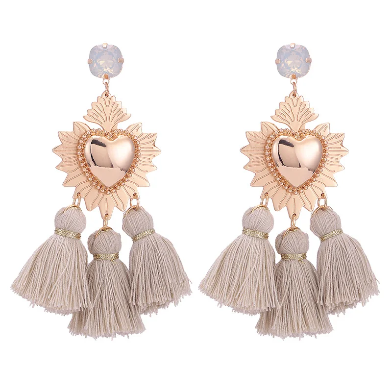 E1078 Beige Oorbellen серьги с кисточками для Для женщин женские массивные серьги Модные украшения Для женщин длинные Винтаж богемные серьги-капли в подарок уха - Окраска металла: E1078 Beige