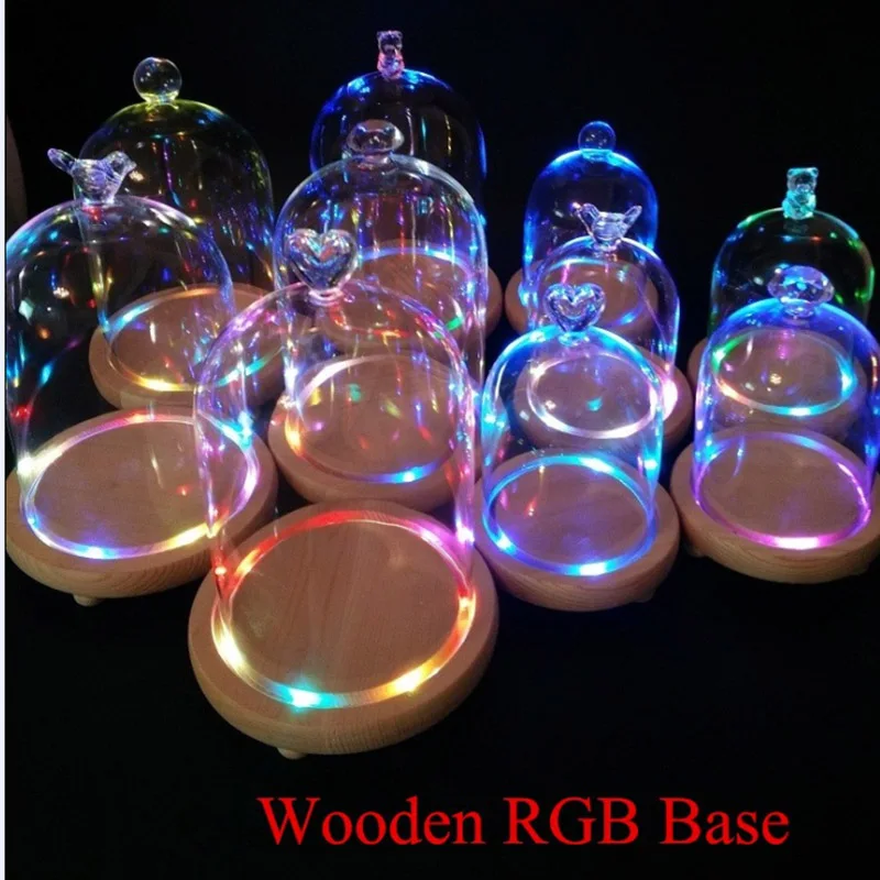 Круглые стеклянные вазы DIY вечная Цветочная стеклянная ваза деревянная основа RGB