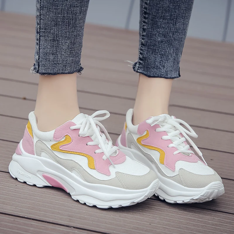Весенняя женская повседневная обувь 2019 г. кроссовки женские на платформе дышащая