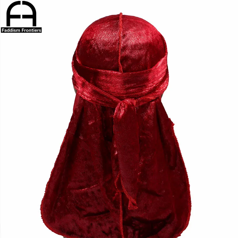 Унисекс блестящий бархат Durag длинный хвост Durags банданы для мужчин тюрбан волны