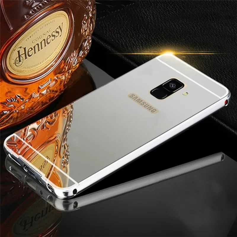 Для samsung A8 2018 A530 случае зеркало Алюминий металлический бампер акриловая задняя