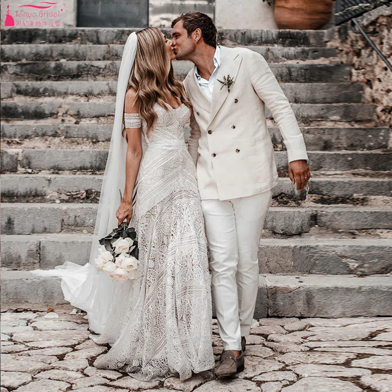 Элегантные Молодежные эстетические Свадебные платья облегающие кружевные