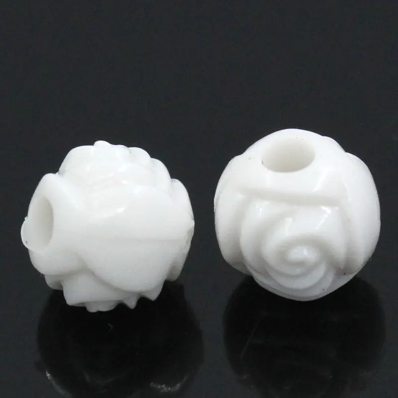 DoreenBeads акриловые бусины-разделители белый цветочный узор диаметр около 6 мм (2/8