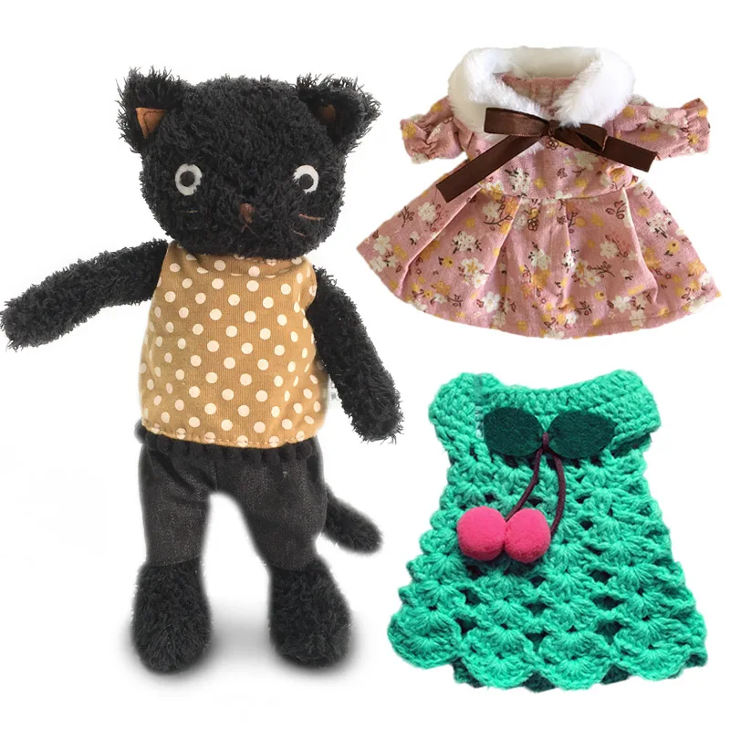 Style 14 1 комплект Kawaii кошки плюшевые куклы с сменной одеждой чучело мягкие игрушки для детей девочек детские игрушки подарок(1 Кот и 2 одежды - Цвет: Style 14