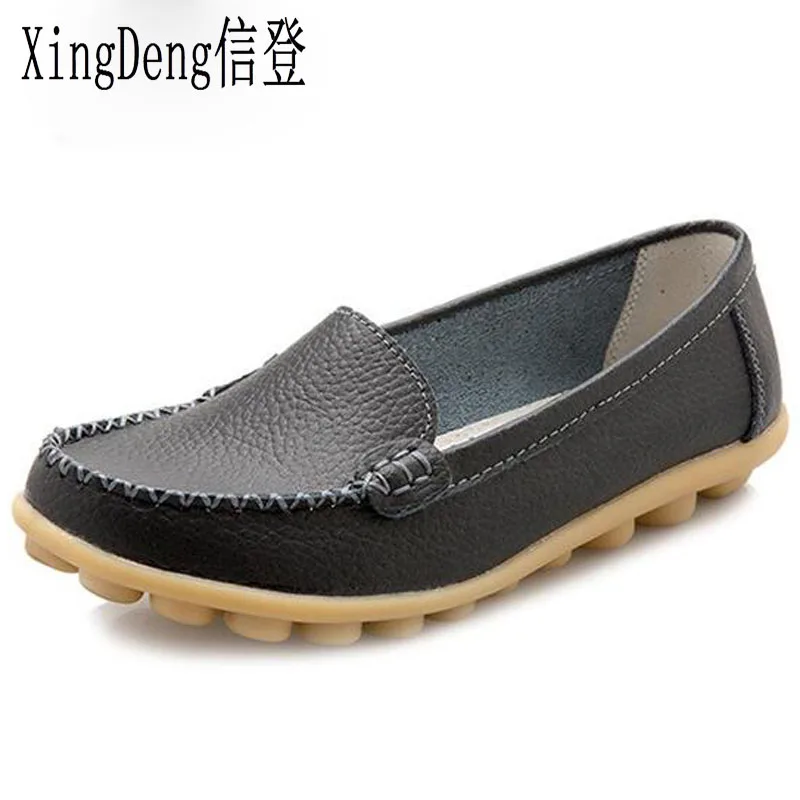 XingDeng/женские туфли на плоской подошве из мягкой искусственной кожи с круглым