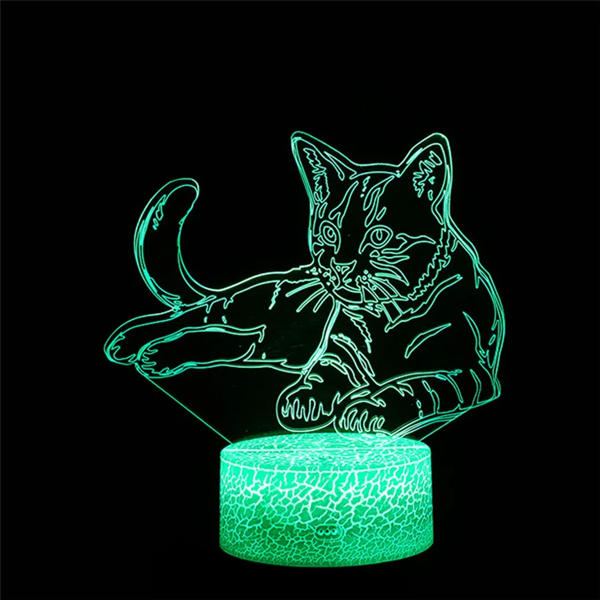 Кошка 3D ночник USB животное сменная лампа настроения светодиодный 7 цветов Иллюзия Настольная лампа с пультом дистанционного управления домашний декор игрушка подарок D#3