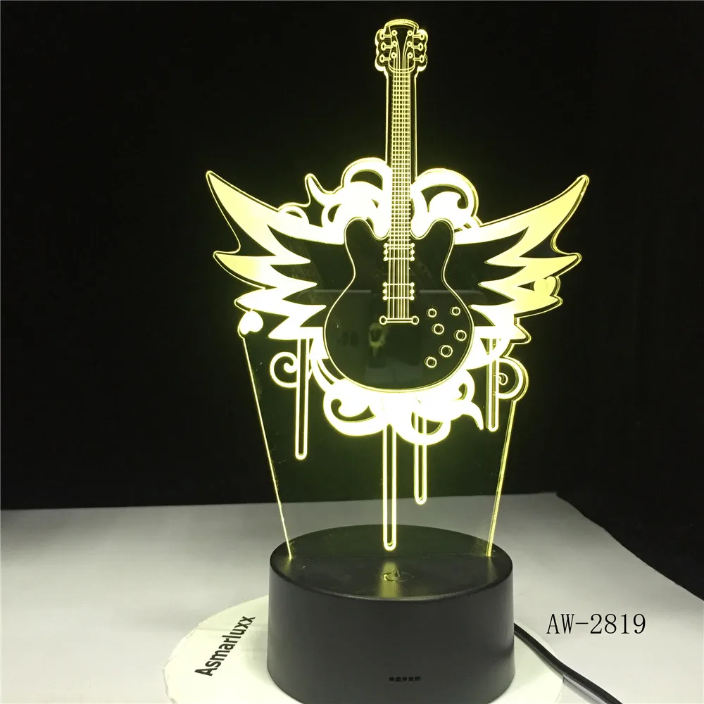 Музыкальная гитара Fly Bass 3D светодиодный светильник ночник для музыкантов