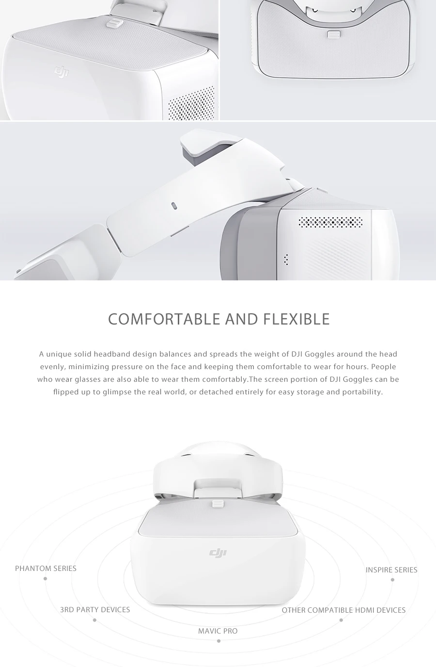 DJI Goggles FPV HD VR очки для DJI Spark Mavic Pro Phantom 4 Inspire дроны 1920x1080 экраны для отслеживания головы