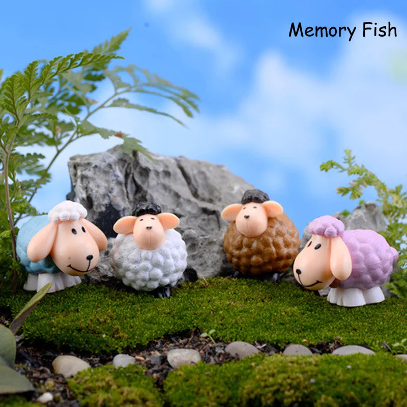 12 pcs/4 Color/4 Design 2.5 x 3 cm Cute Mini Cartoon Sheep Home Decor Garden Miniature Ornaments Anime Action Figures kids Toys | Игрушки и