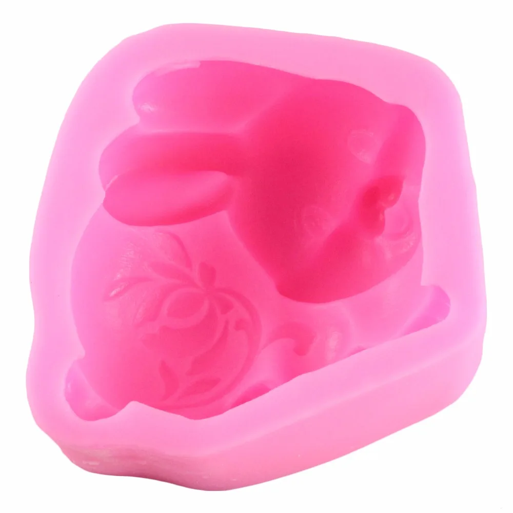 Пасхальный кролик Fondant (сахарная) силиконовая форма 3D Crat мыло формы DIY ручной