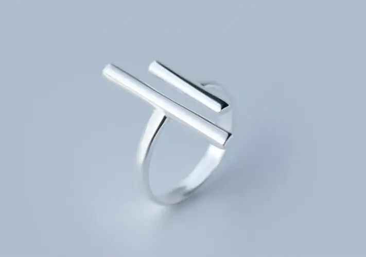 

Shuangshuo Silver Plated Ring New Fashion Special Jewelry Novel Double Bar Women Party Rings Wedding Gifts